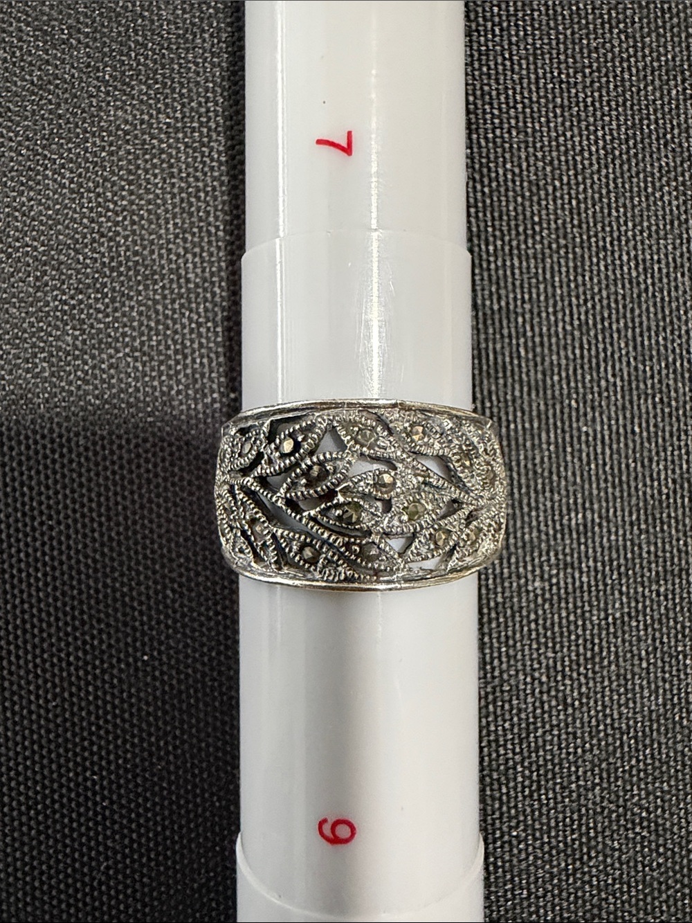 Mexican Sterling Silver Filigree Wide Band Ring - Silver